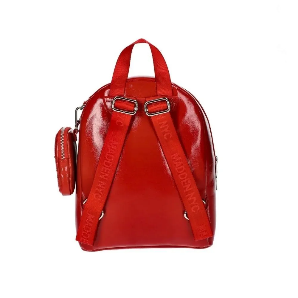 Madden Faux Leather Dome Ring Backpack Red Purse Bag